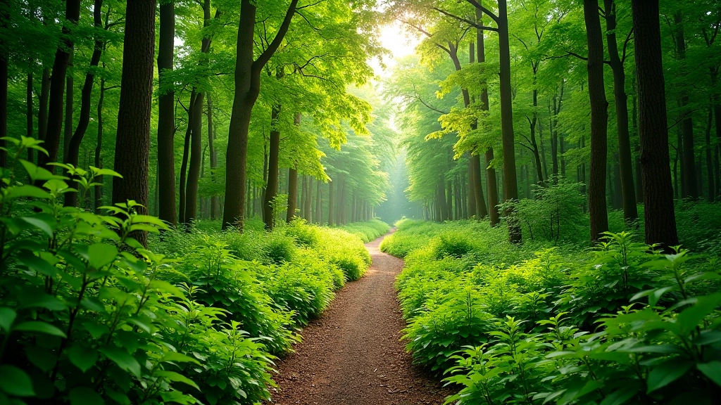 Žalias miško takus vedantis per Verkių regioninį parką
